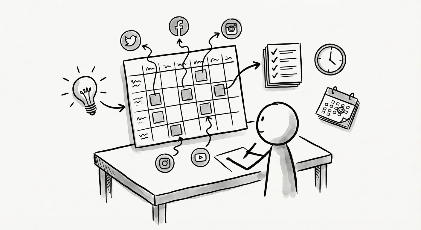Content planning and scheduling workflow for social media managers with calendar organization