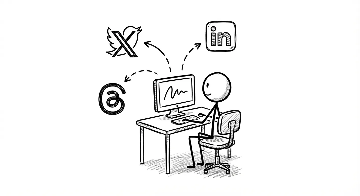 Multi-platform social media publishing to X, LinkedIn, and Threads